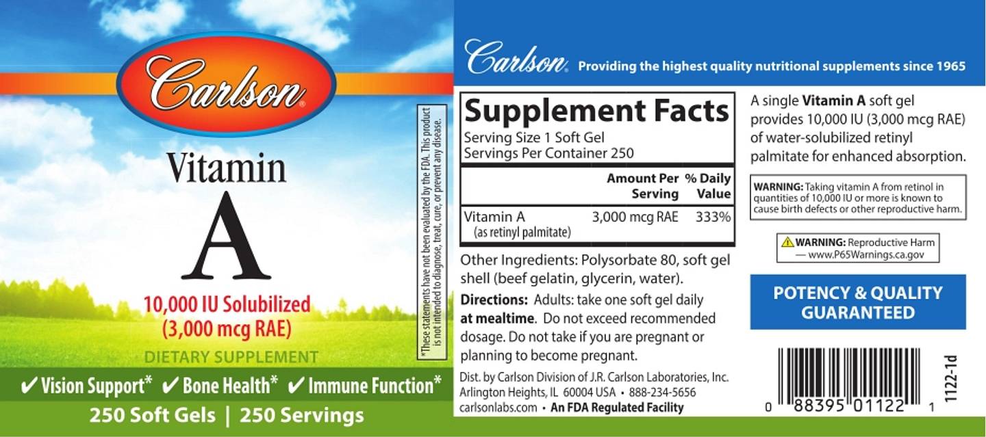 Carlson, Vitamin A label