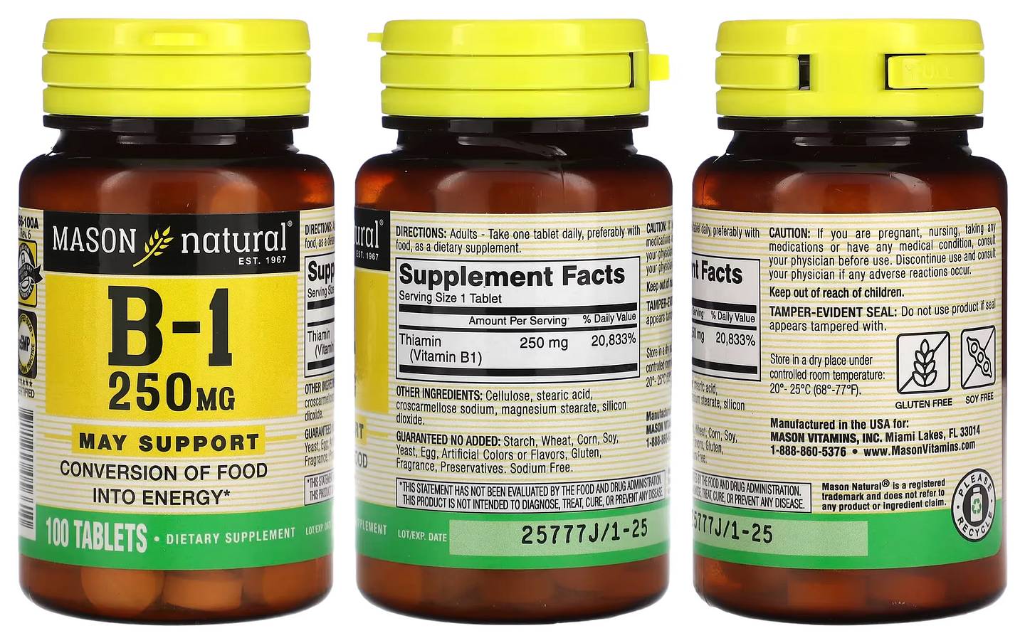 Mason Natural, Vitamin B-1 packaging