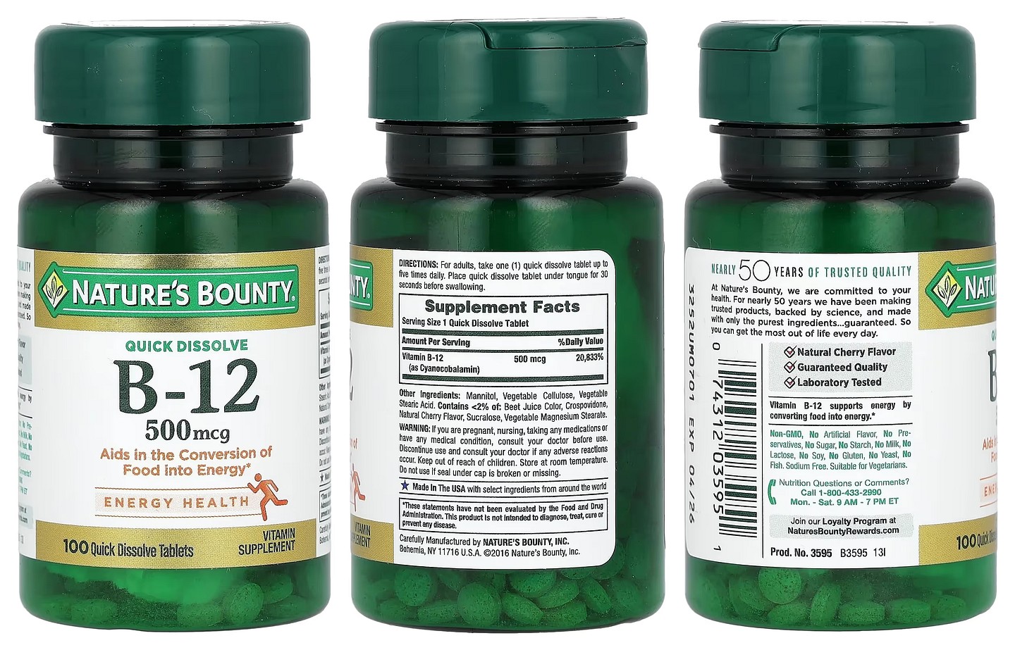 Nature's Bounty, Vitamin B-12 packaging
