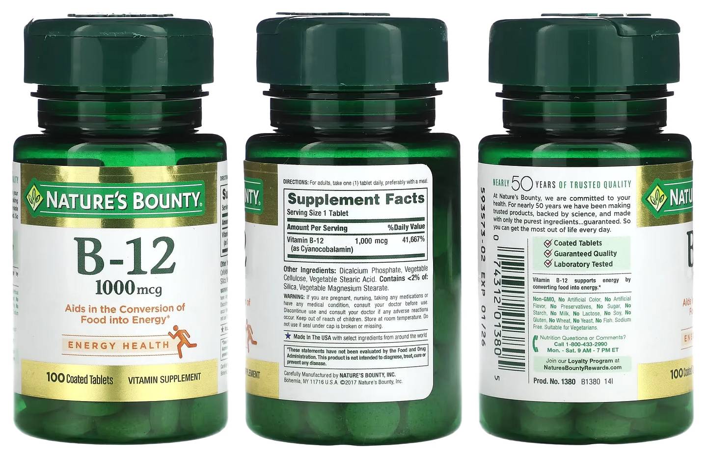 Nature's Bounty, Vitamin B-12 packaging