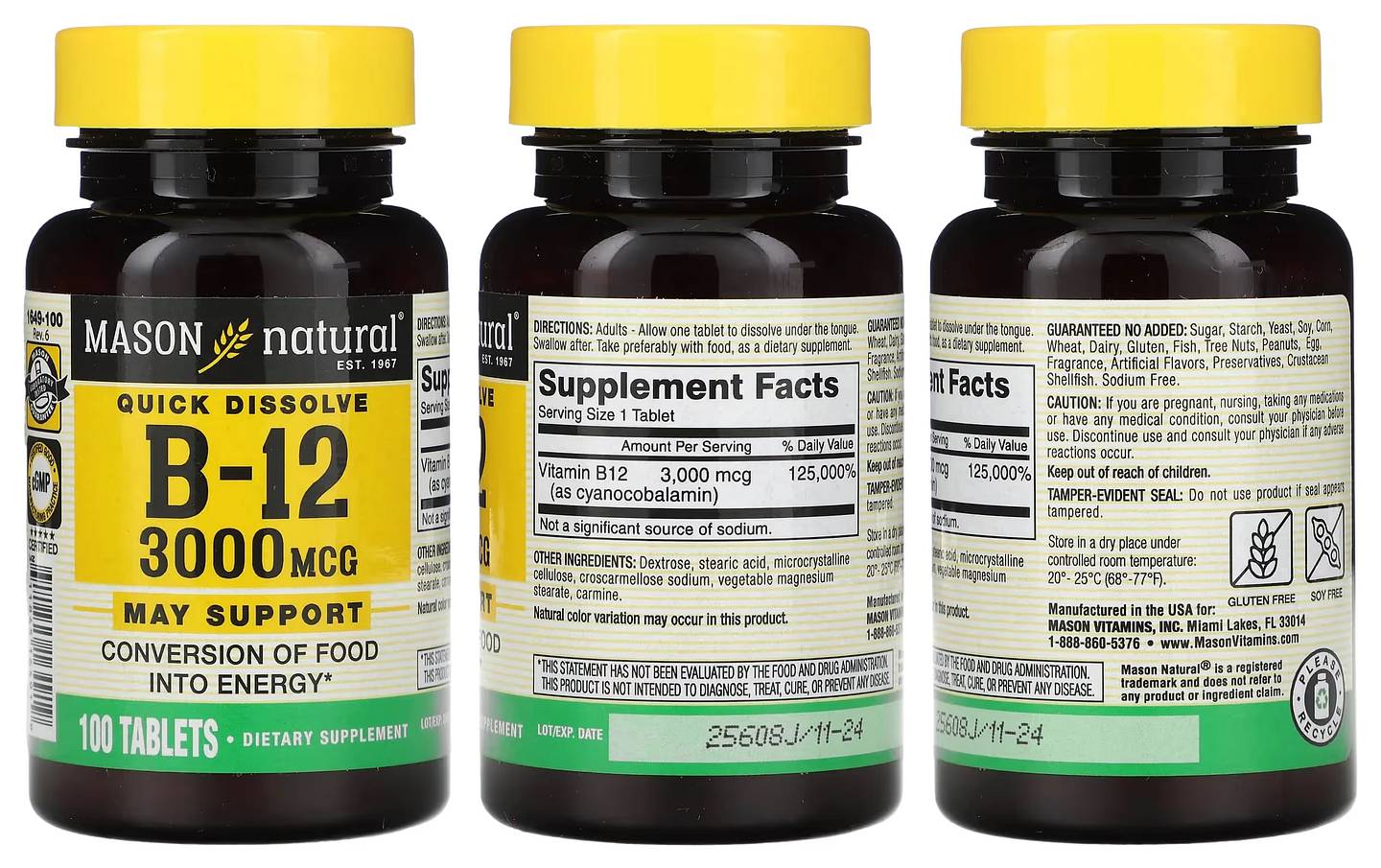 Mason Natural, Vitamin B-12 packaging