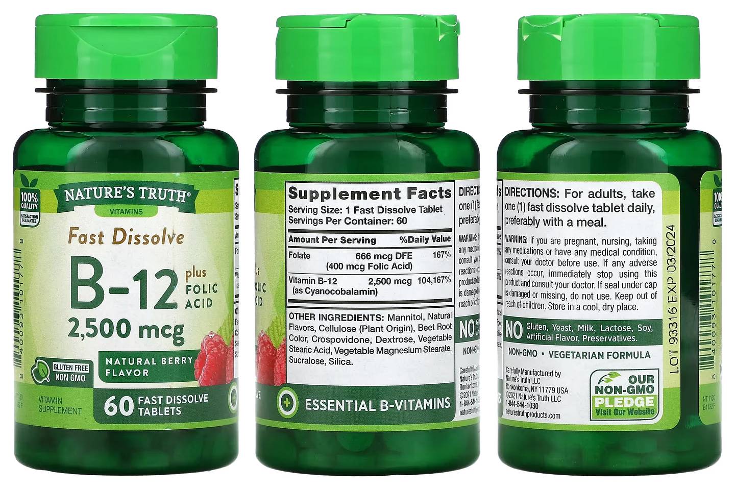 Nature's Truth, Vitamin B-12 plus Folic Acid packaging