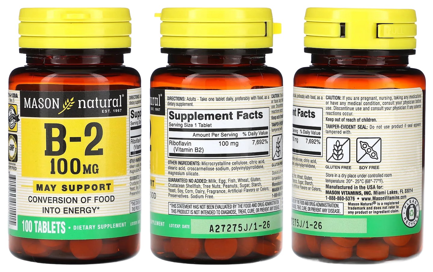 Mason Natural, Vitamin B-2 packaging