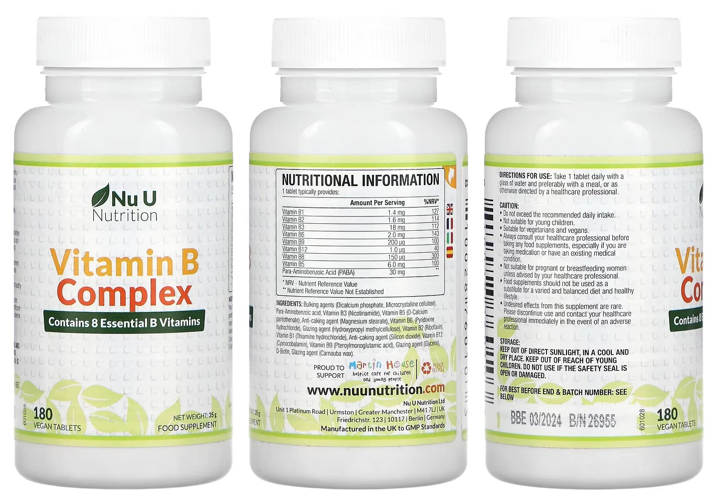 Nu U Nutrition, Vitamin B Complex packaging