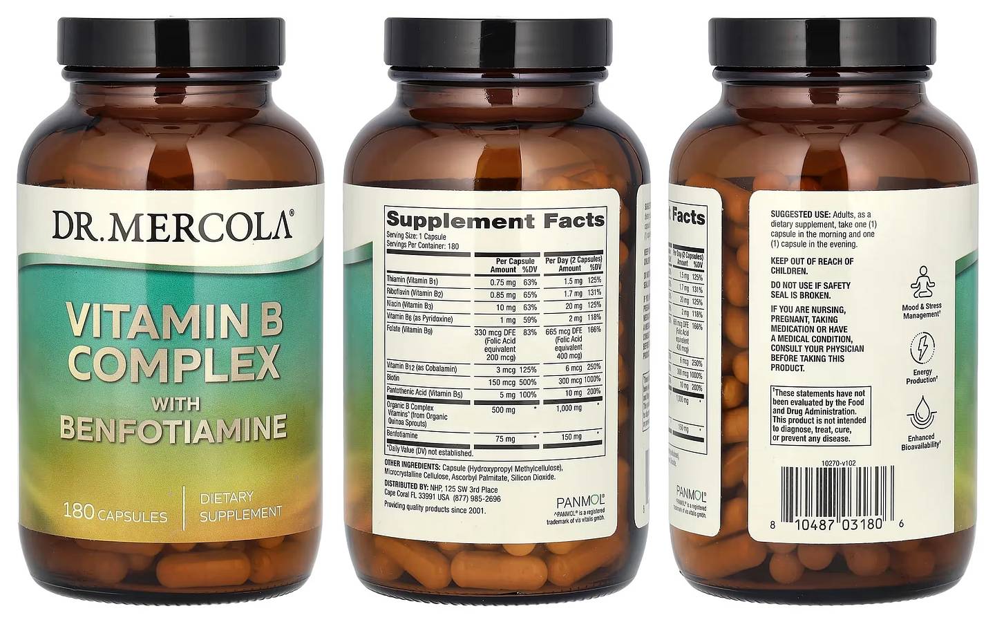 Dr. Mercola, Vitamin B Complex with Benfotiamine packaging