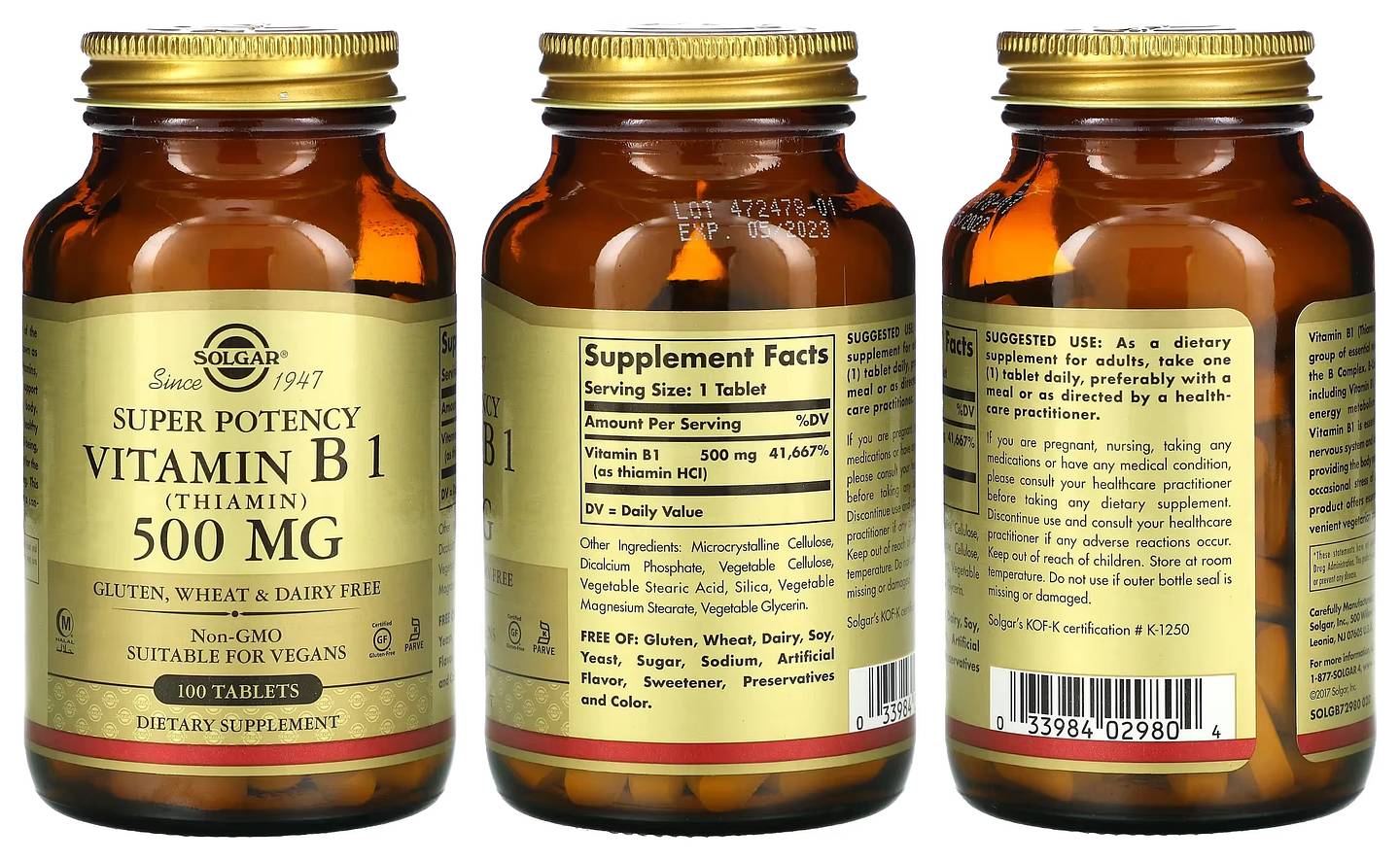 Solgar, Vitamin B1 packaging