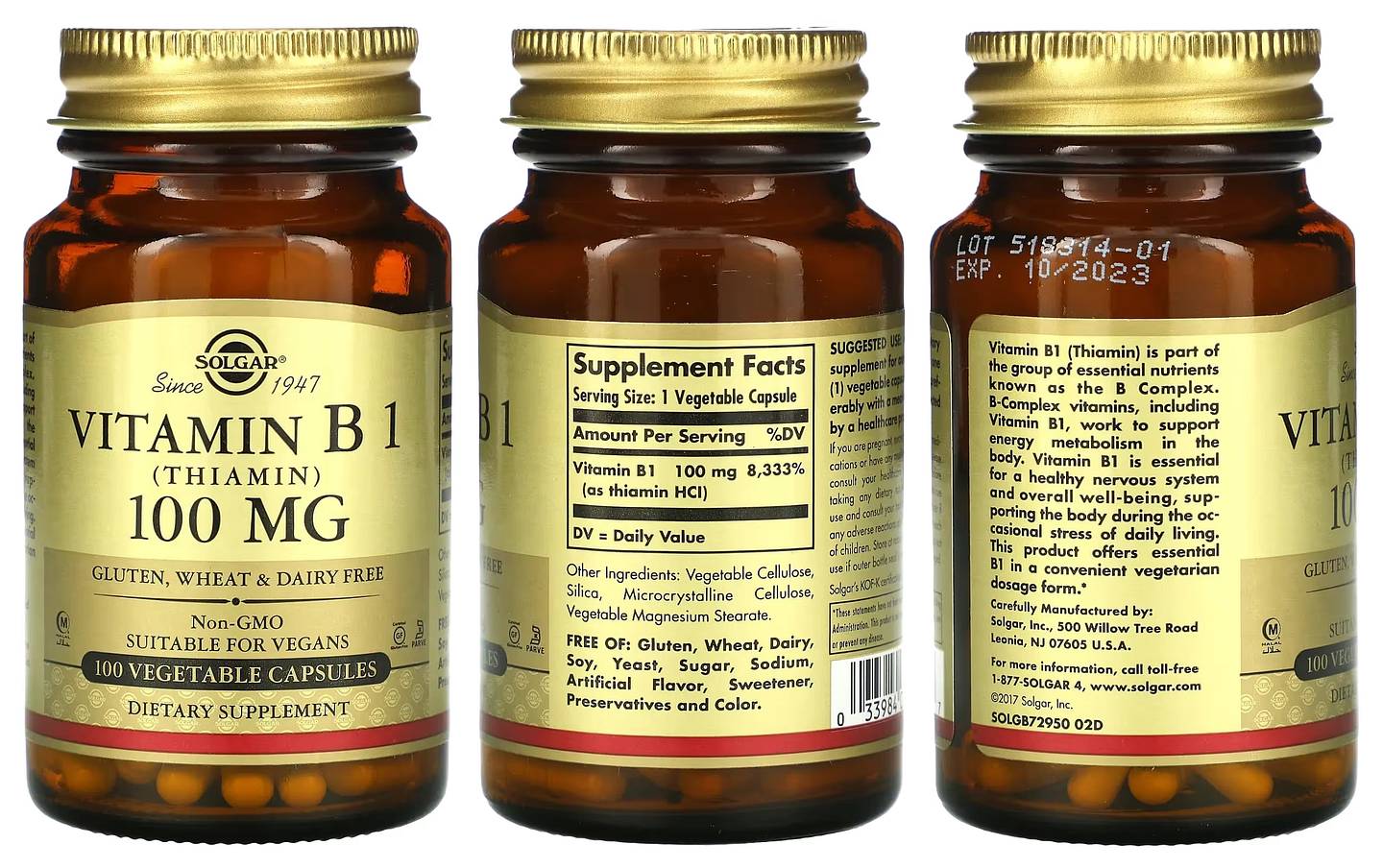 Solgar, Vitamin B1 packaging