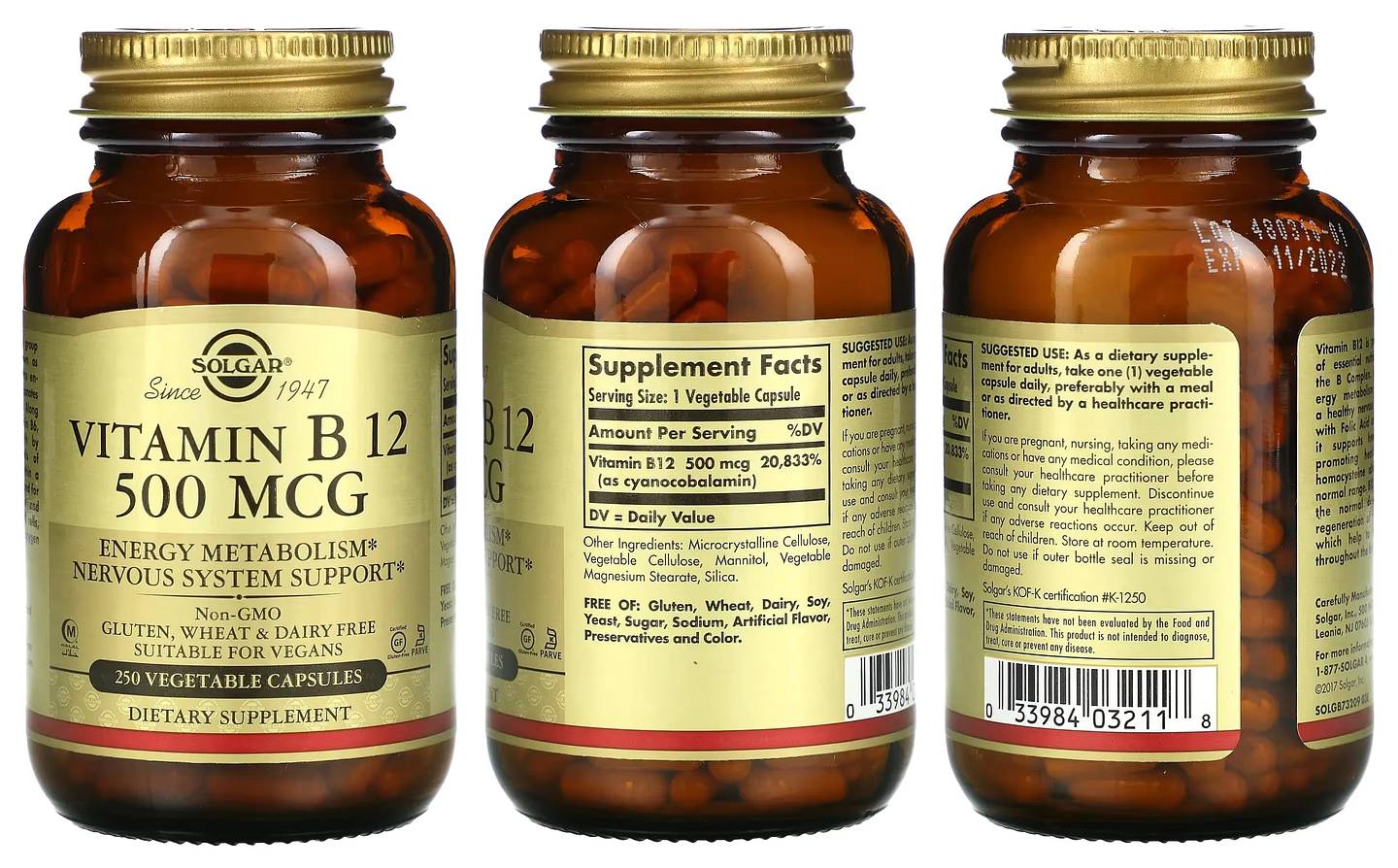 Solgar, Vitamin B12 packaging