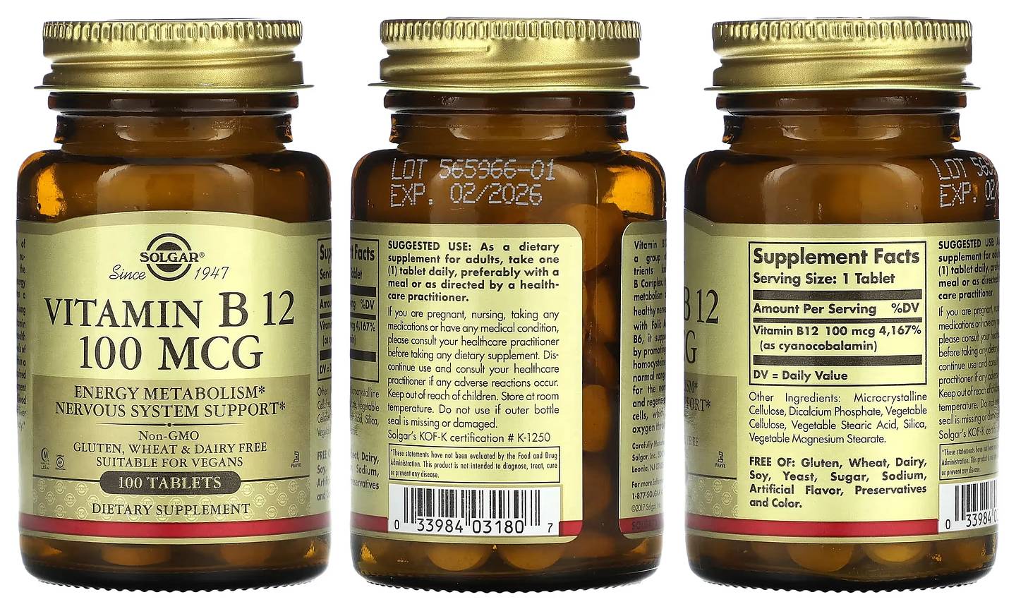 Solgar, Vitamin B12 packaging