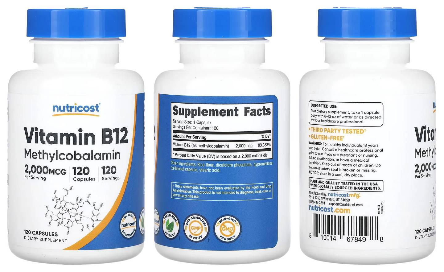 Nutricost, Vitamin B12 packaging