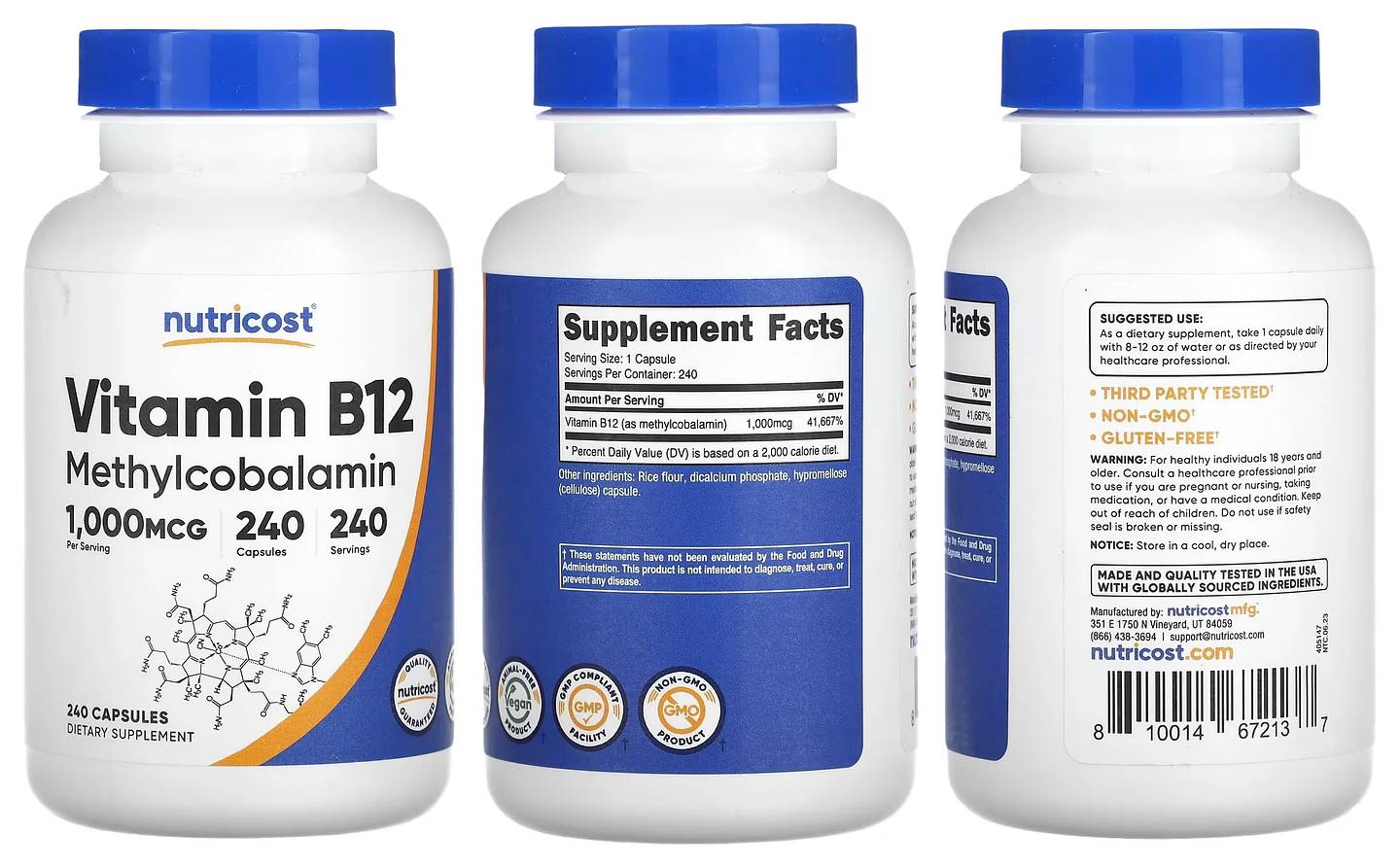 Nutricost, Vitamin B12 packaging