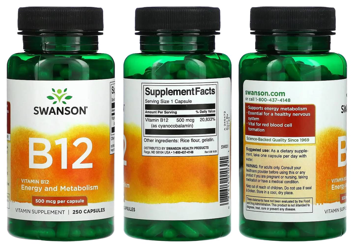 Swanson, Vitamin B12 packaging