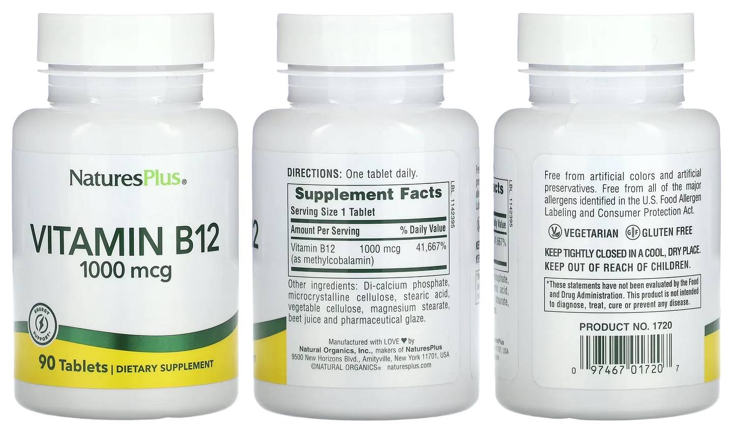 NaturesPlus, Vitamin B12 packaging