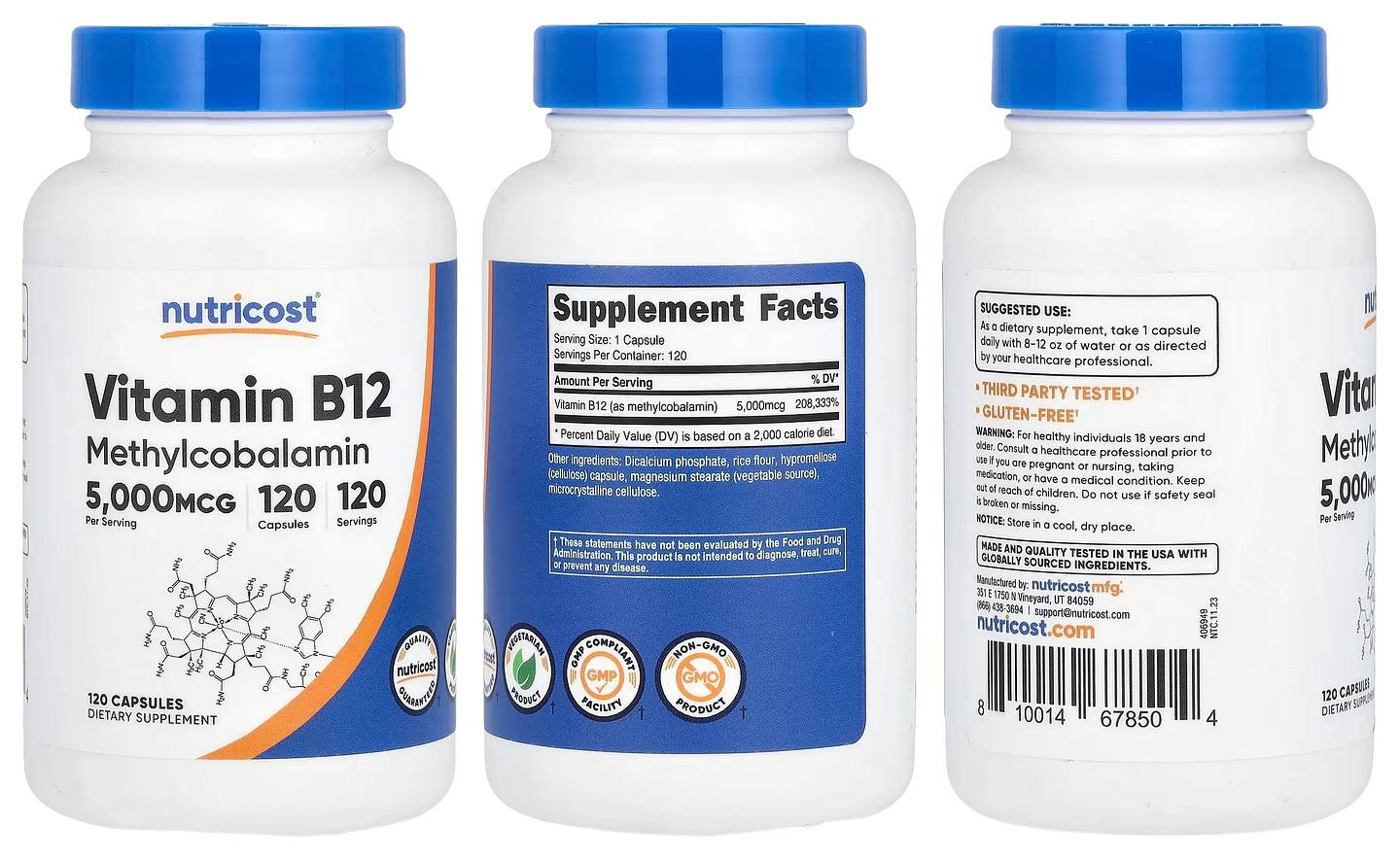 Nutricost, Vitamin B12 packaging