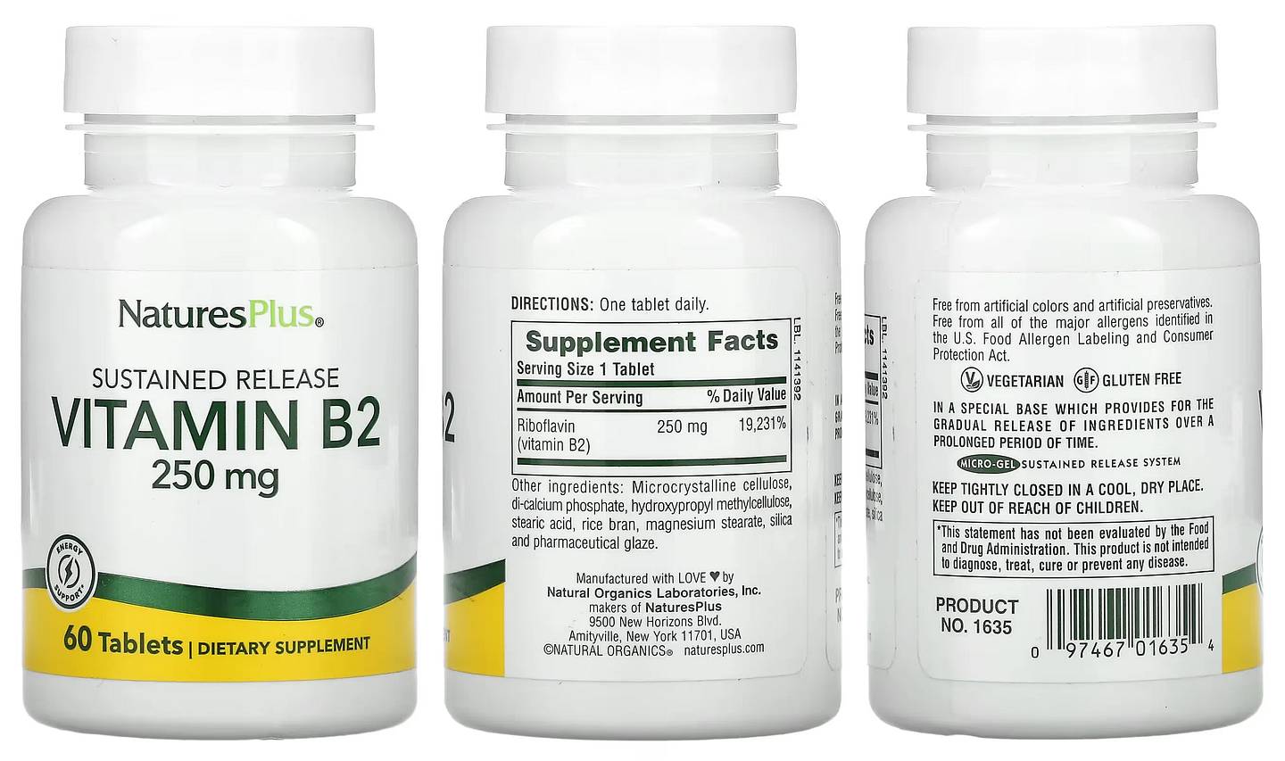 NaturesPlus, Vitamin B2 packaging