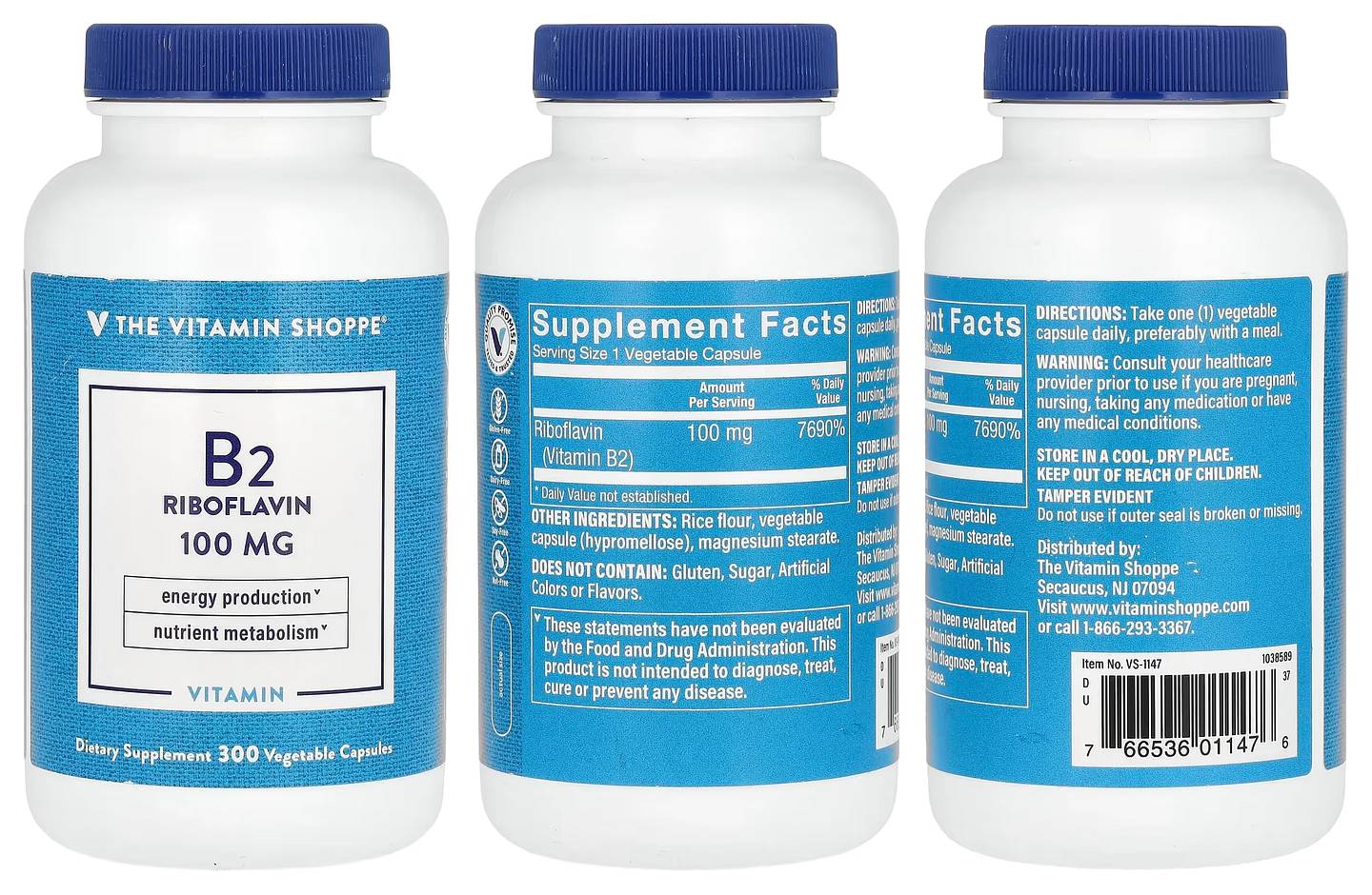 The Vitamin Shoppe, Vitamin B2 Riboflavin packaging