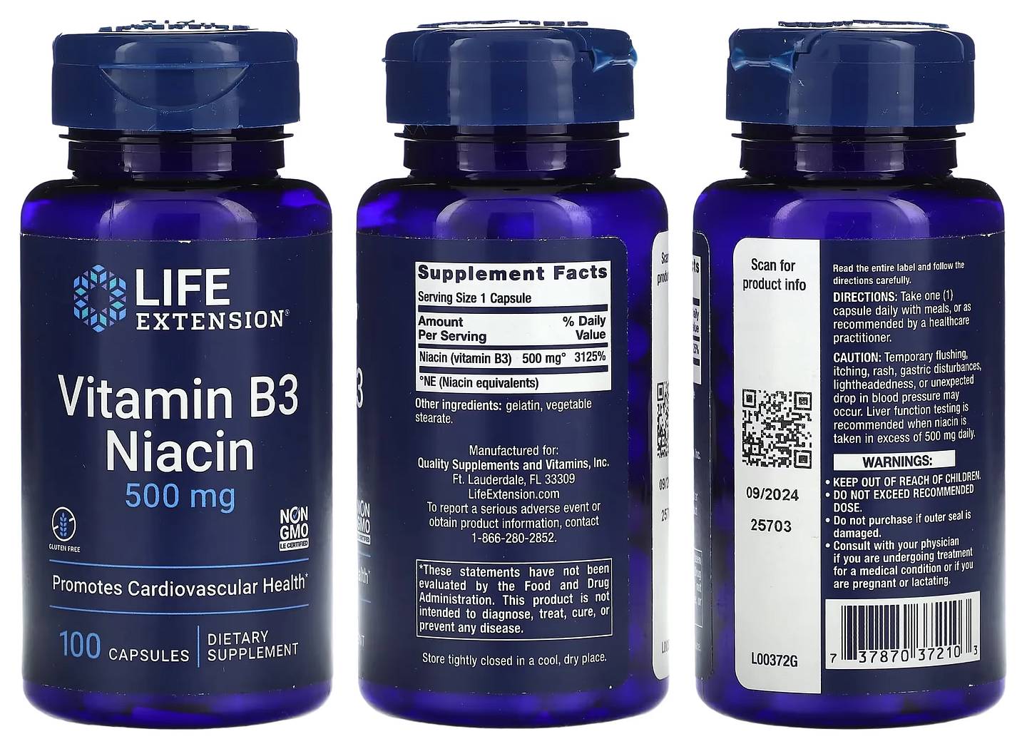 Life Extension, Vitamin B3 Niacin packaging