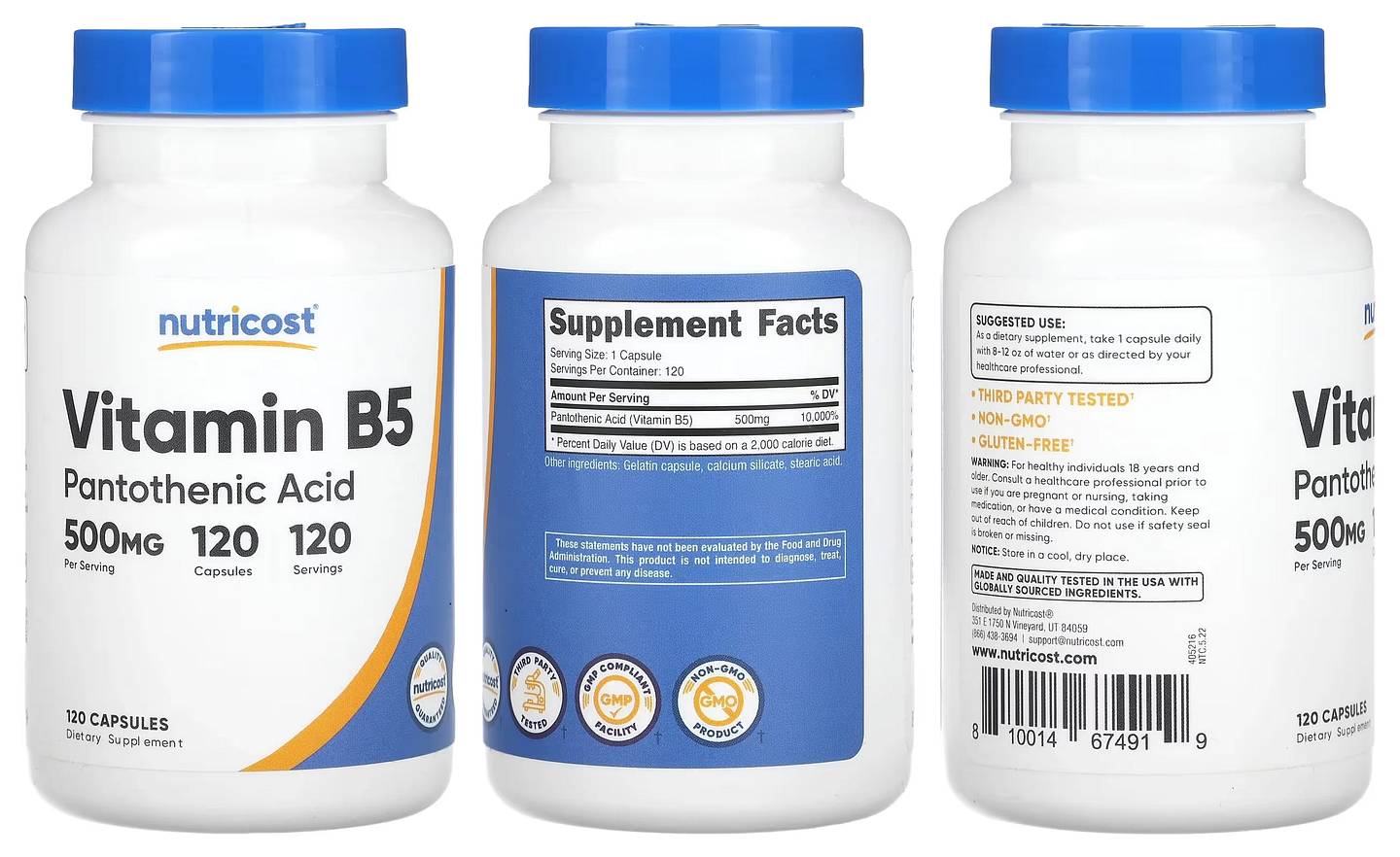 Nutricost, Vitamin B5 packaging