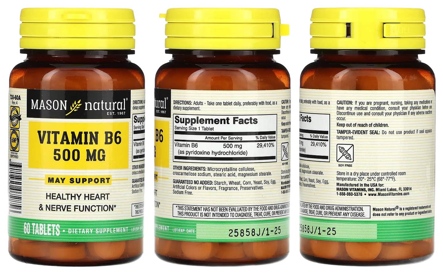 Mason Natural, Vitamin B6 packaging