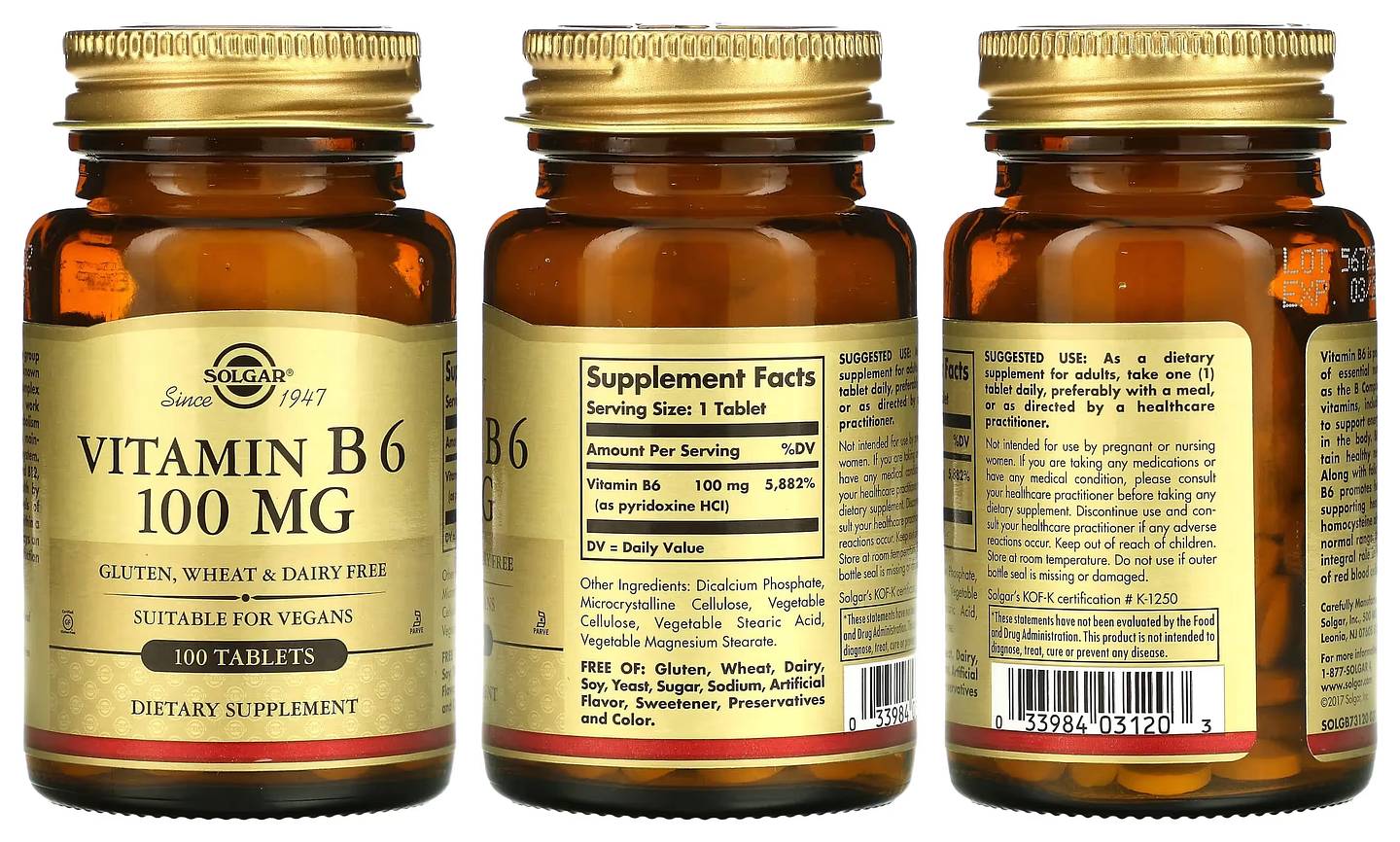 Solgar, Vitamin B6 packaging