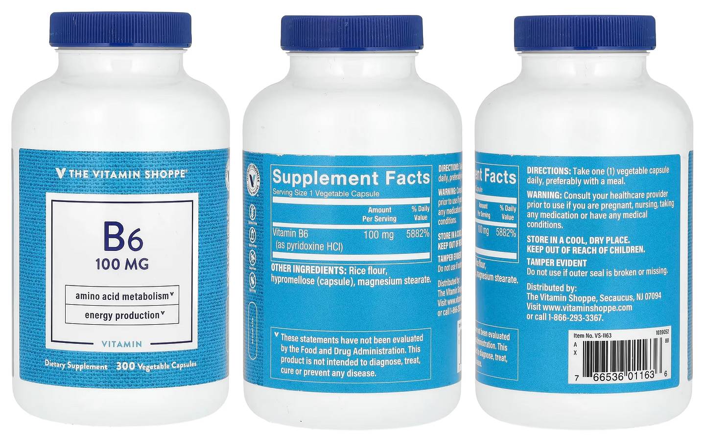 The Vitamin Shoppe, Vitamin B6 packaging