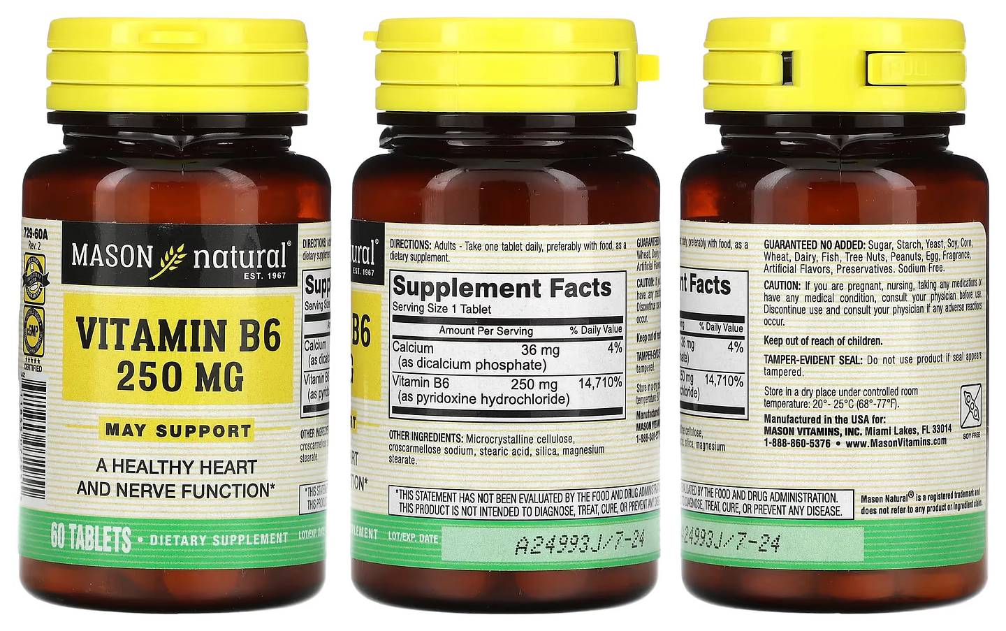 Mason Natural, Vitamin B6 packaging