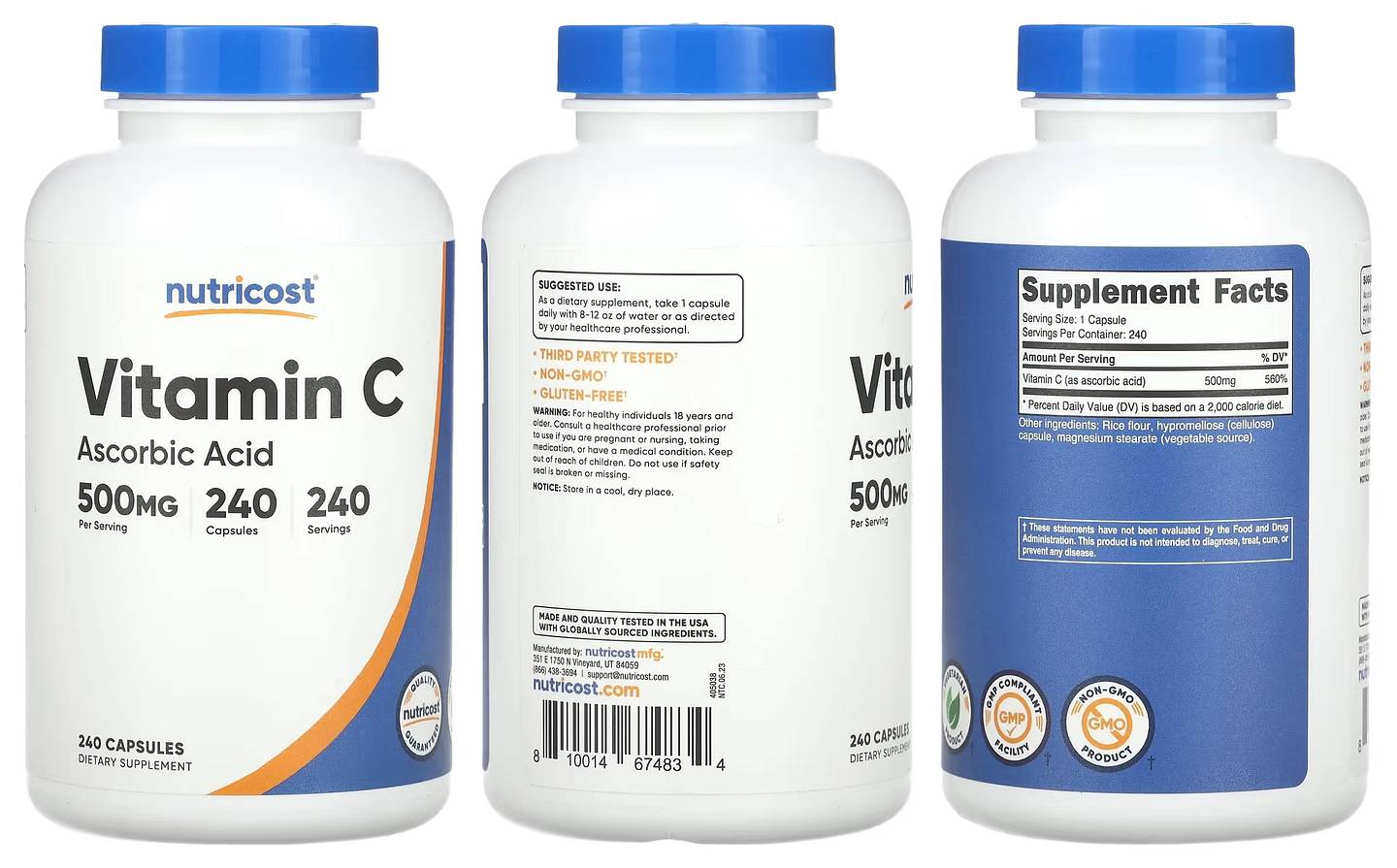 Nutricost, Vitamin C packaging