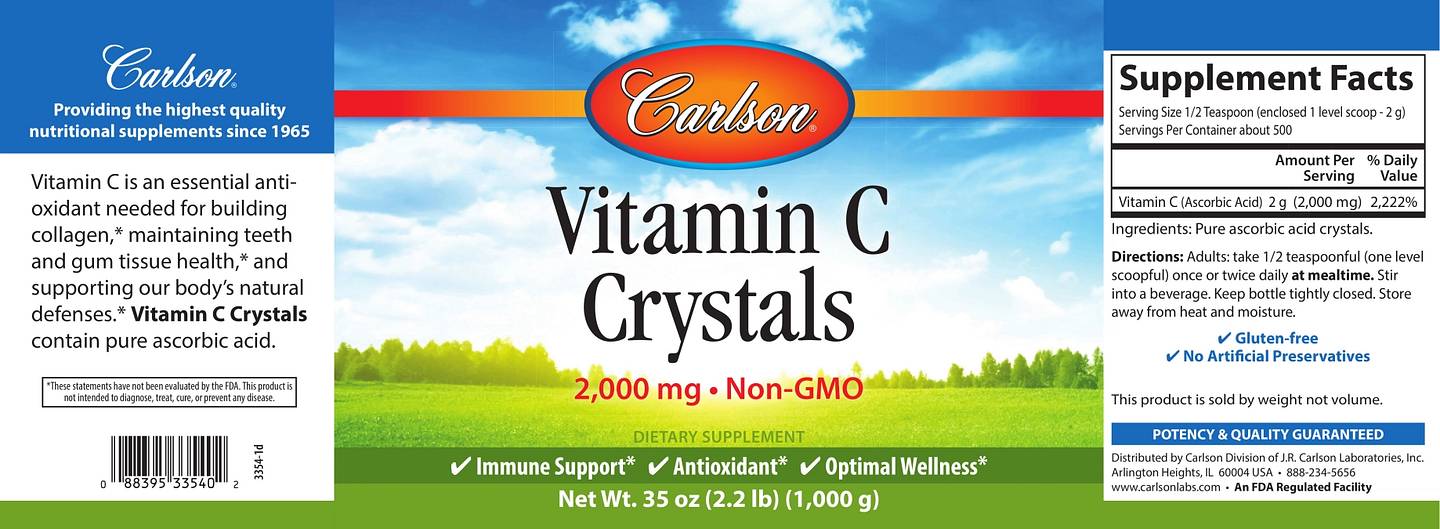 Carlson, Vitamin C Crystals label