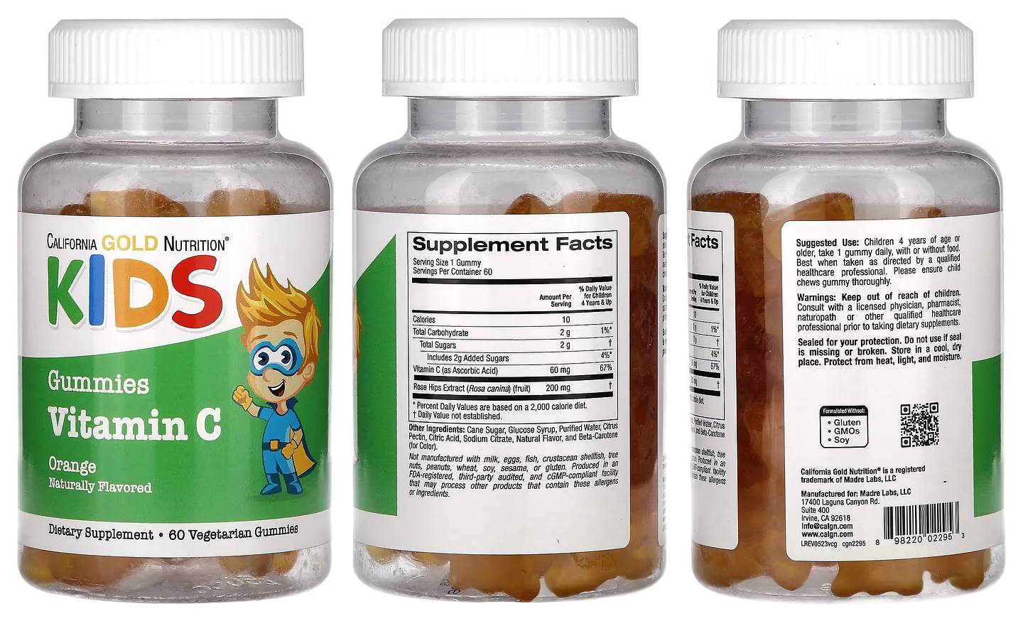California Gold Nutrition, Vitamin C For Children packaging