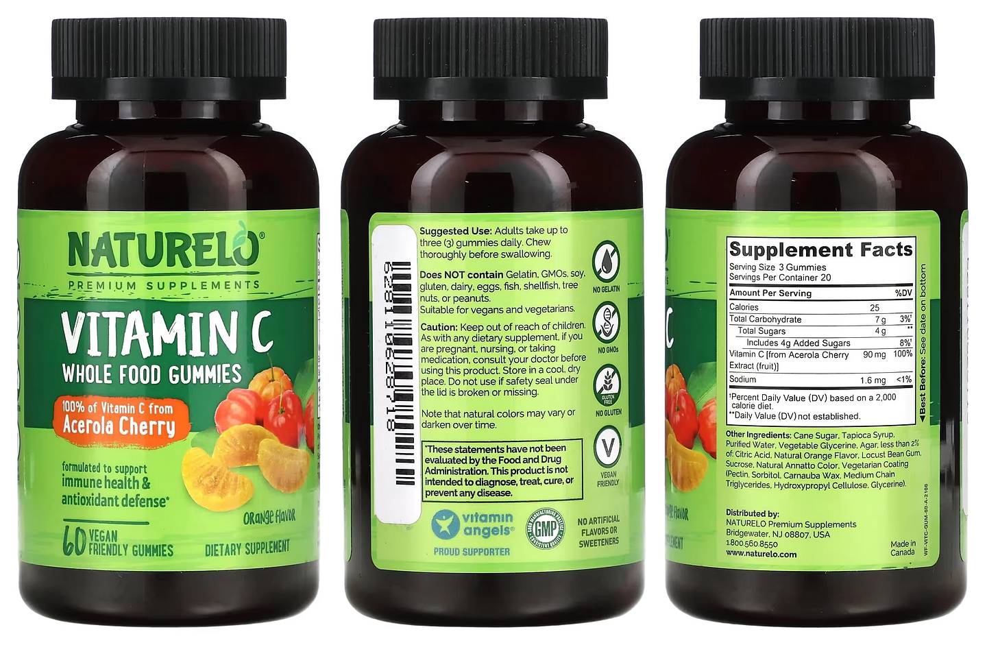 NATURELO, Vitamin C Whole Food Gummies packaging