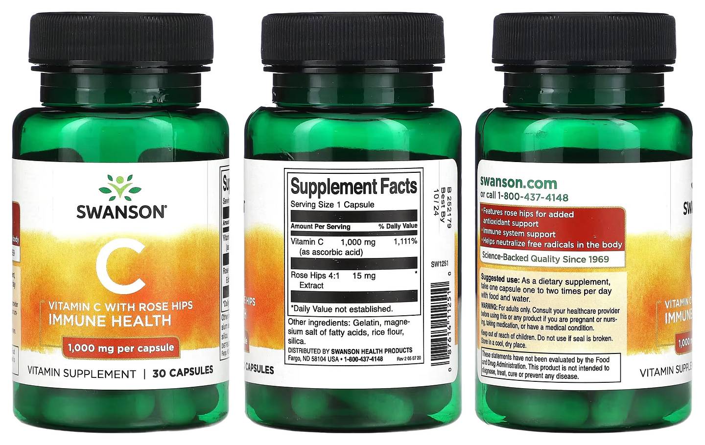 Swanson, Vitamin C with Rose Hips packaging