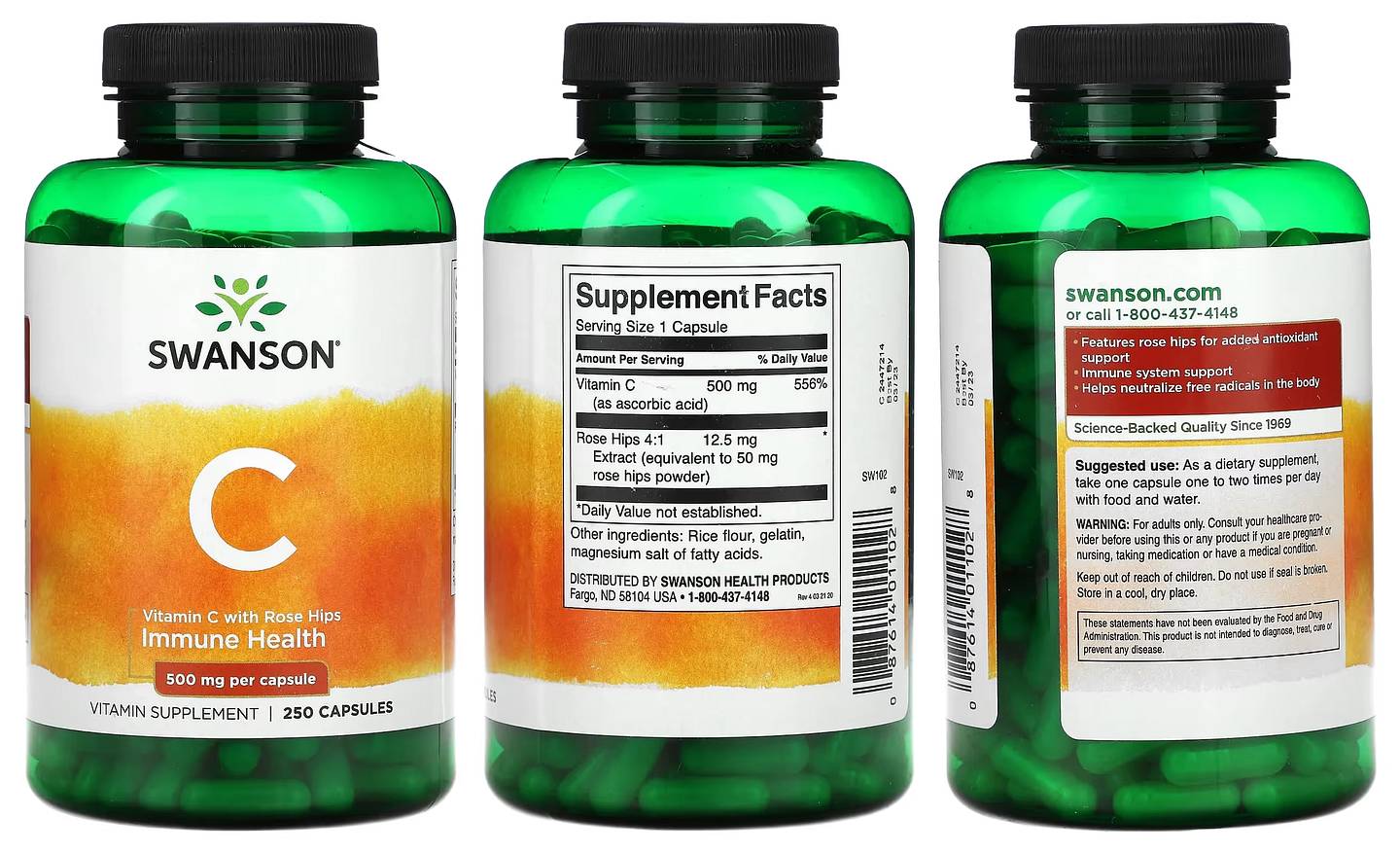 Swanson, Vitamin C With Rose Hips packaging