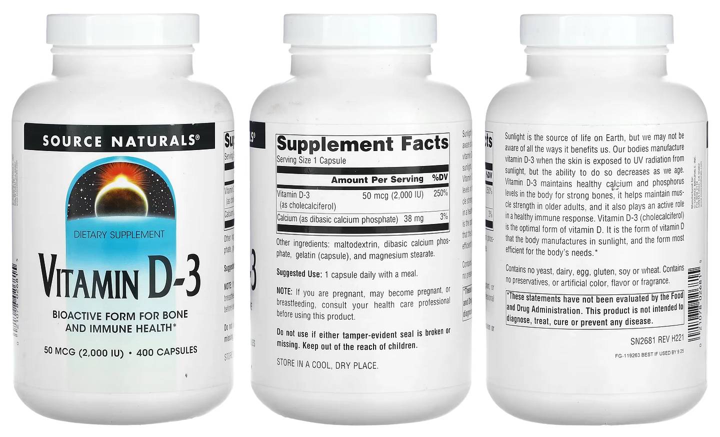 Source Naturals, Vitamin D-3 packaging