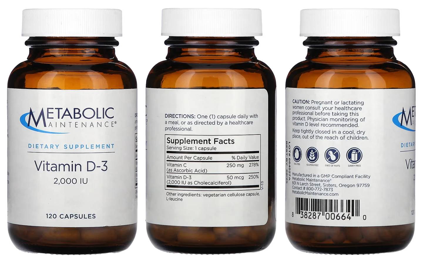 Metabolic Maintenance, Vitamin D-3 packaging