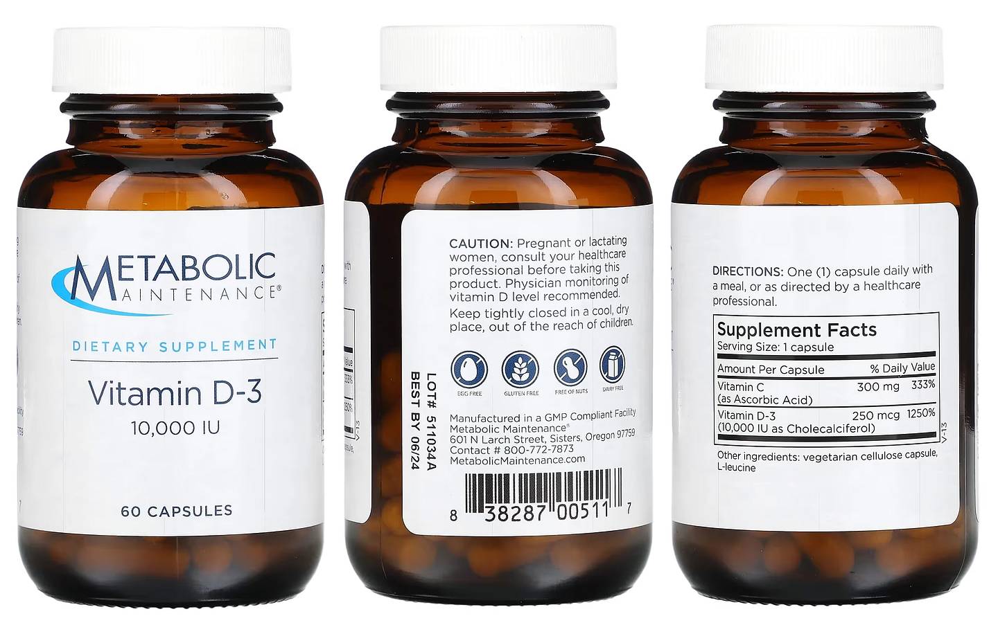 Metabolic Maintenance, Vitamin D-3 packaging