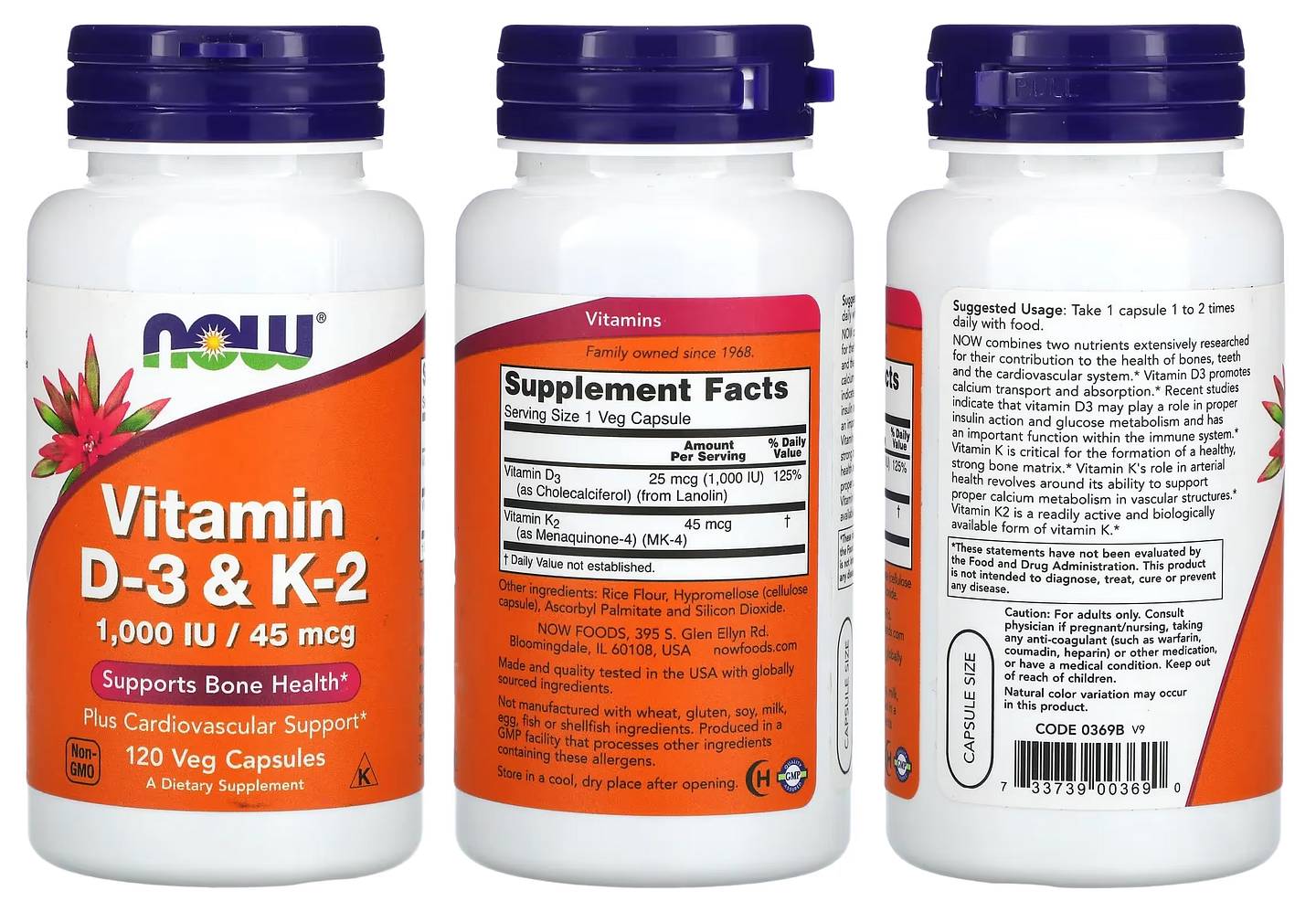 NOW Foods, Vitamin D-3 & K-2 packaging