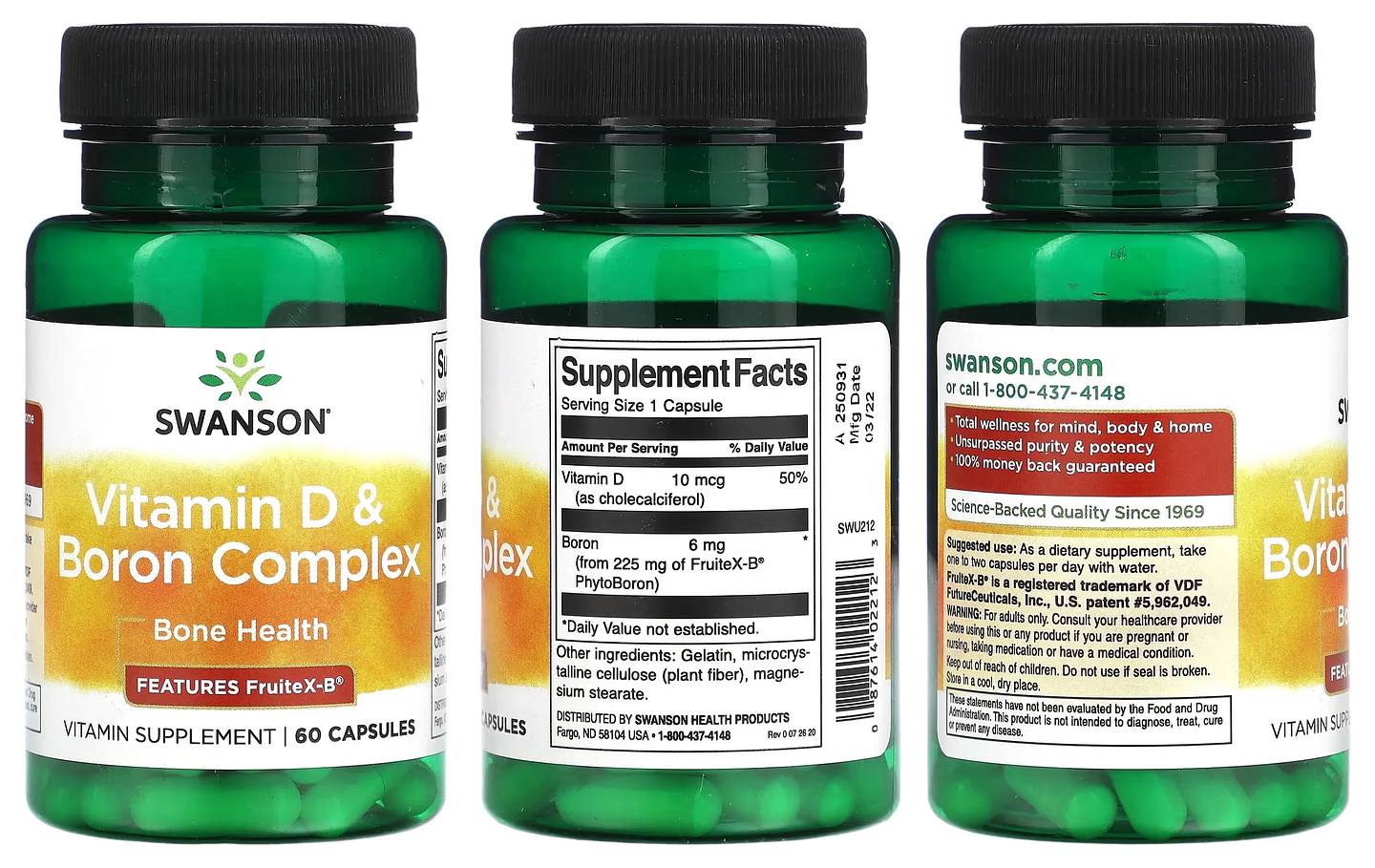 Swanson, Vitamin D & Boron Complex packaging