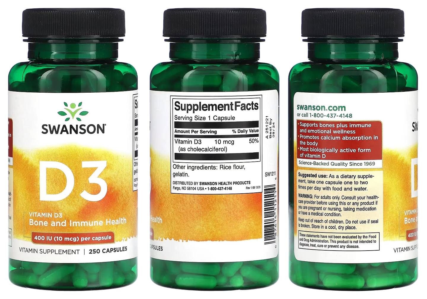 Swanson, Vitamin D3 packaging