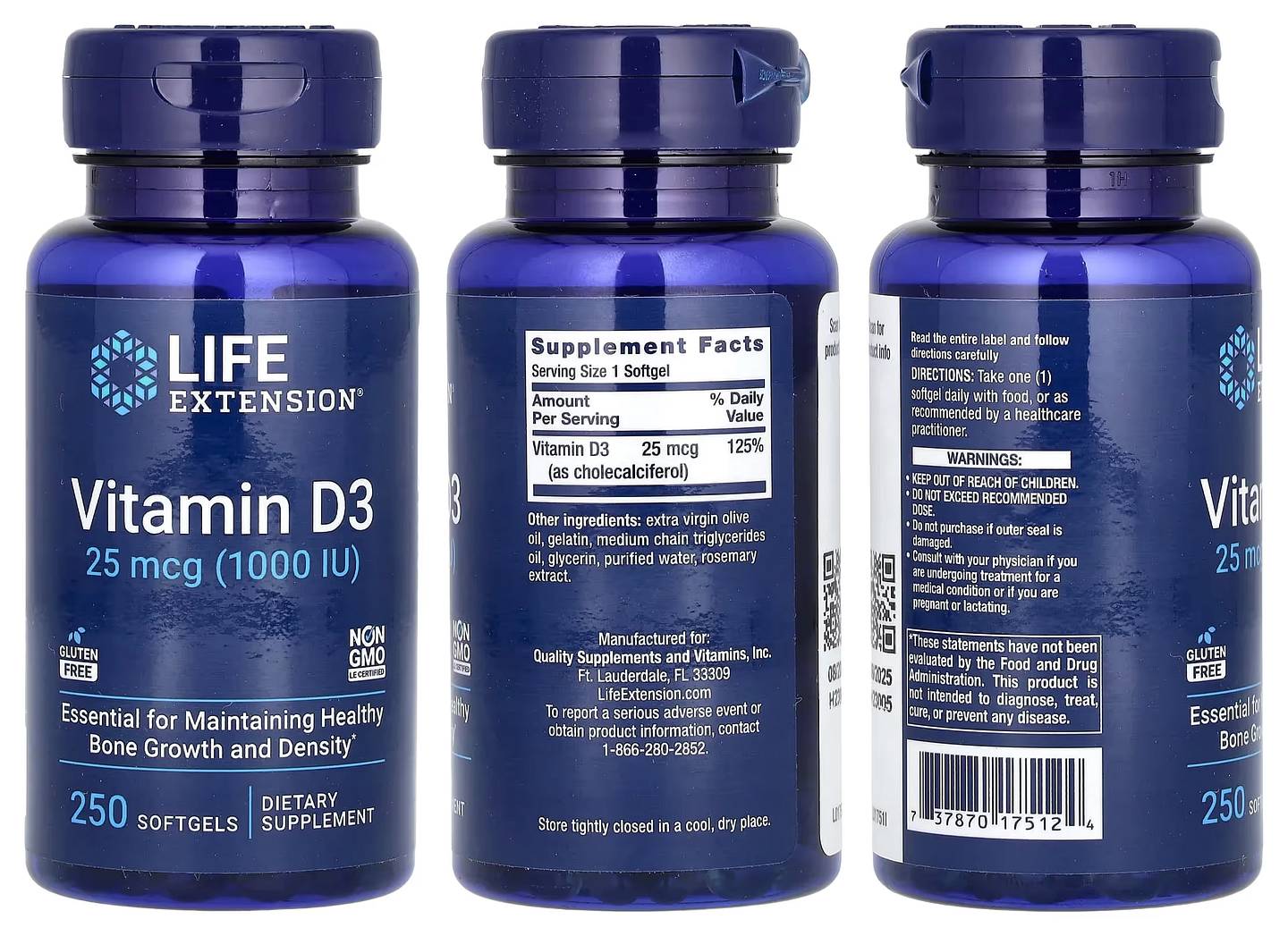 Life Extension, Vitamin D3 packaging