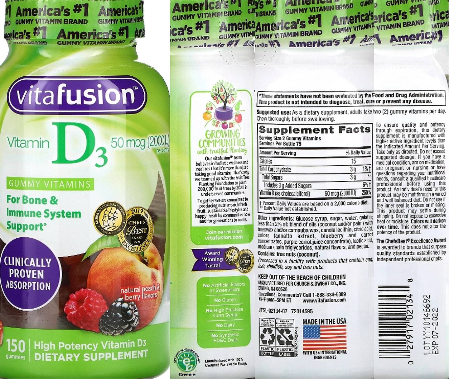 VitaFusion, Vitamin D3 label