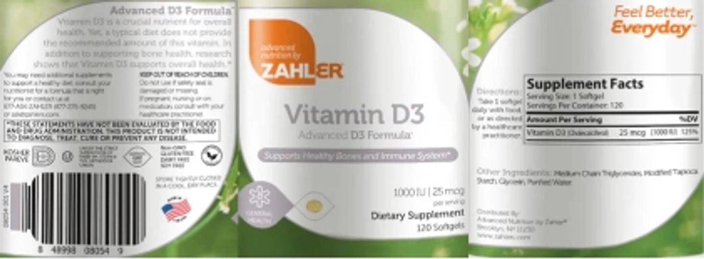 Zahler, Vitamin D3 label