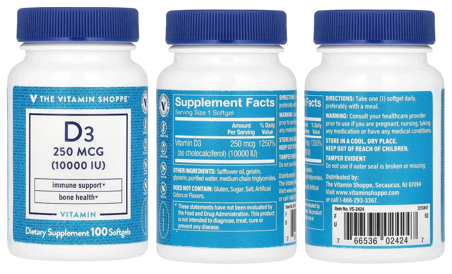 The Vitamin Shoppe, Vitamin D3 packaging