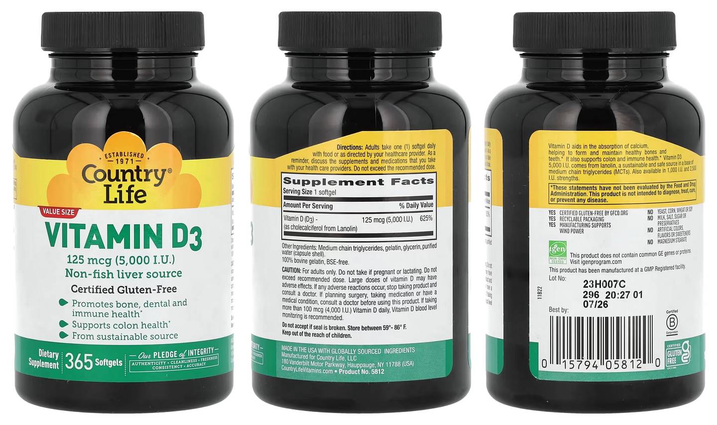 Country Life, Vitamin D3 packaging