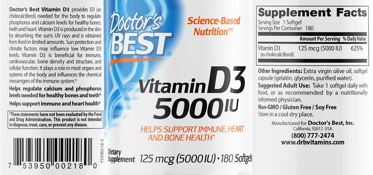 Doctor's Best, Vitamin D3 label