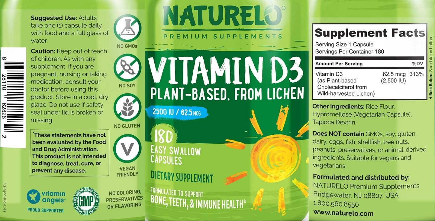 NATURELO, Vitamin D3 label