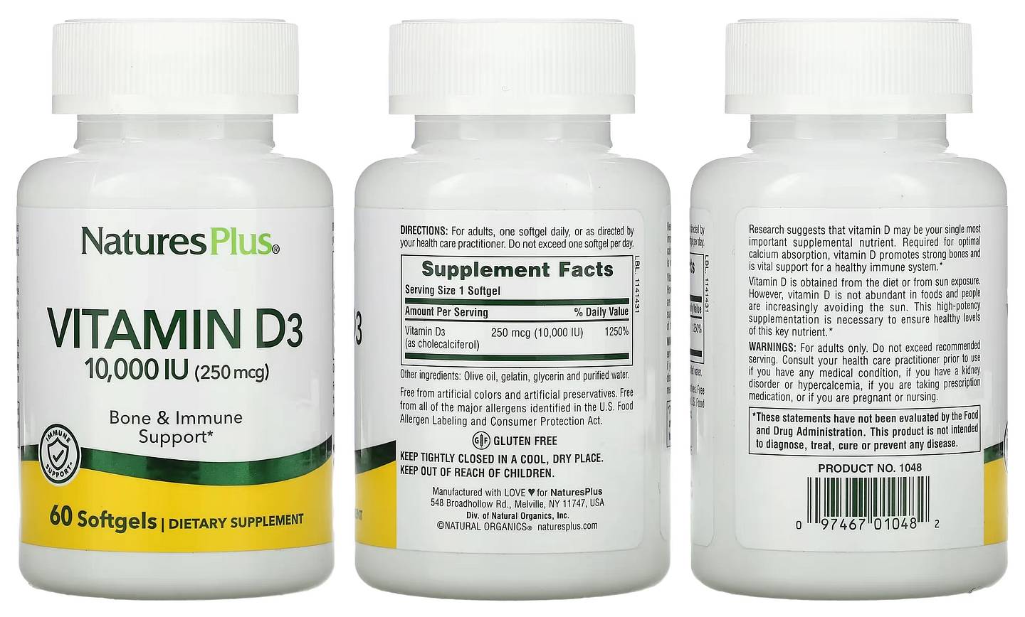 NaturesPlus, Vitamin D3 packaging