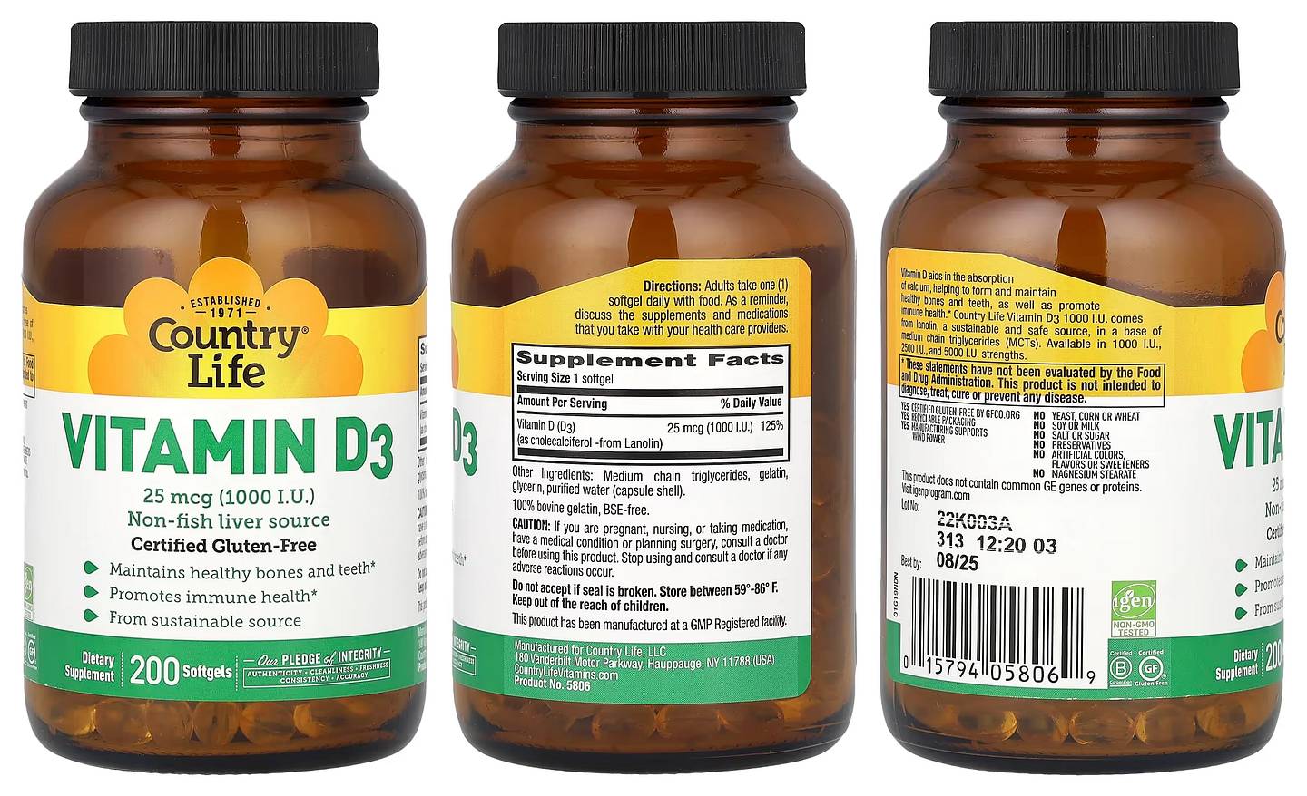 Country Life, Vitamin D3 packaging