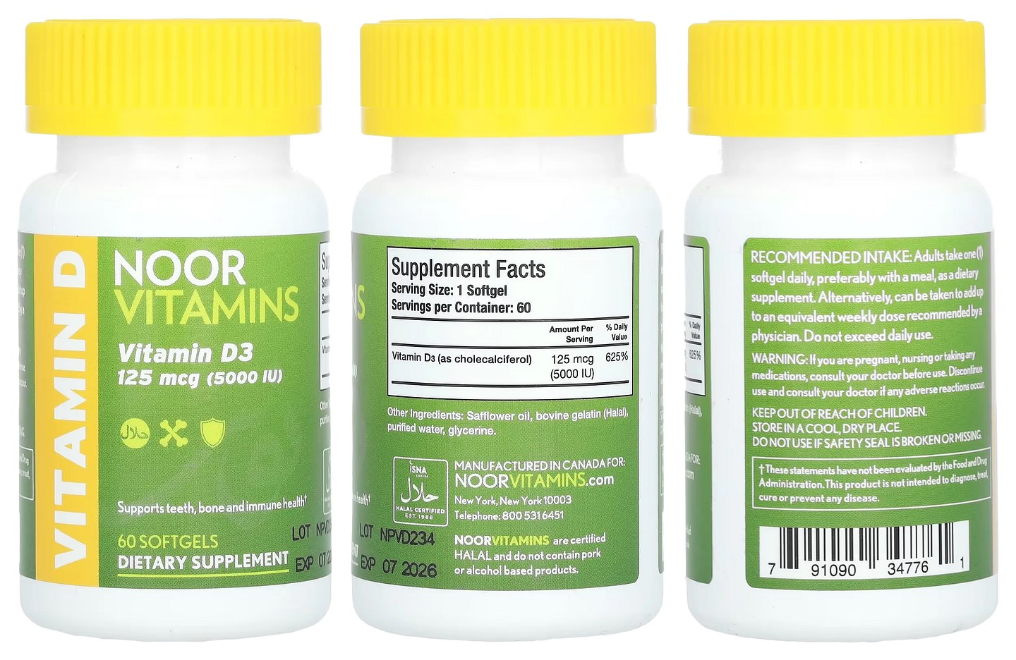 Noor Vitamins, Vitamin D3 packaging