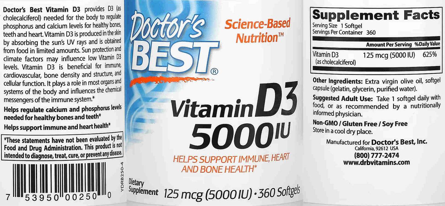 Doctor's Best, Vitamin D3 label