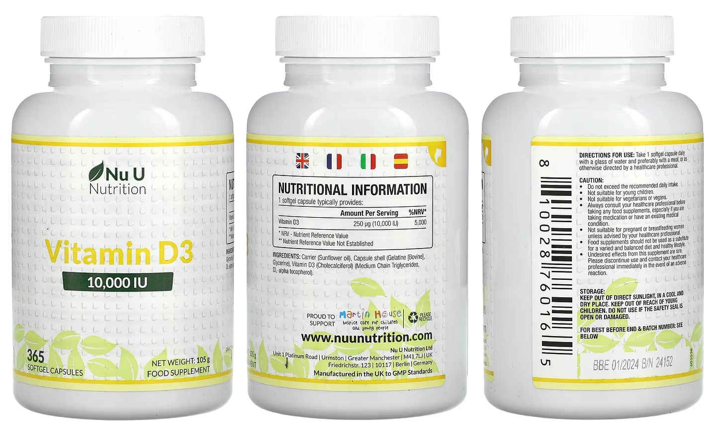 Nu U Nutrition, Vitamin D3 packaging